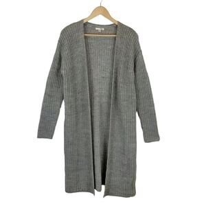 Amuse Society Gray Ribbed Knit Open Front Long Cardigan Size M / L